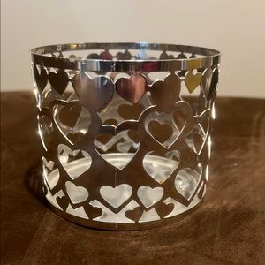 Silver Heart Cutout Candle Holder
